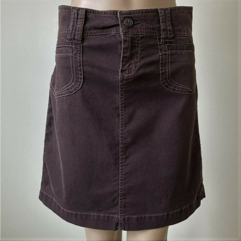 Old Navy Skirt Stretch Size 0 Short Mini Brown Corduroy Cotton Zip Pockets